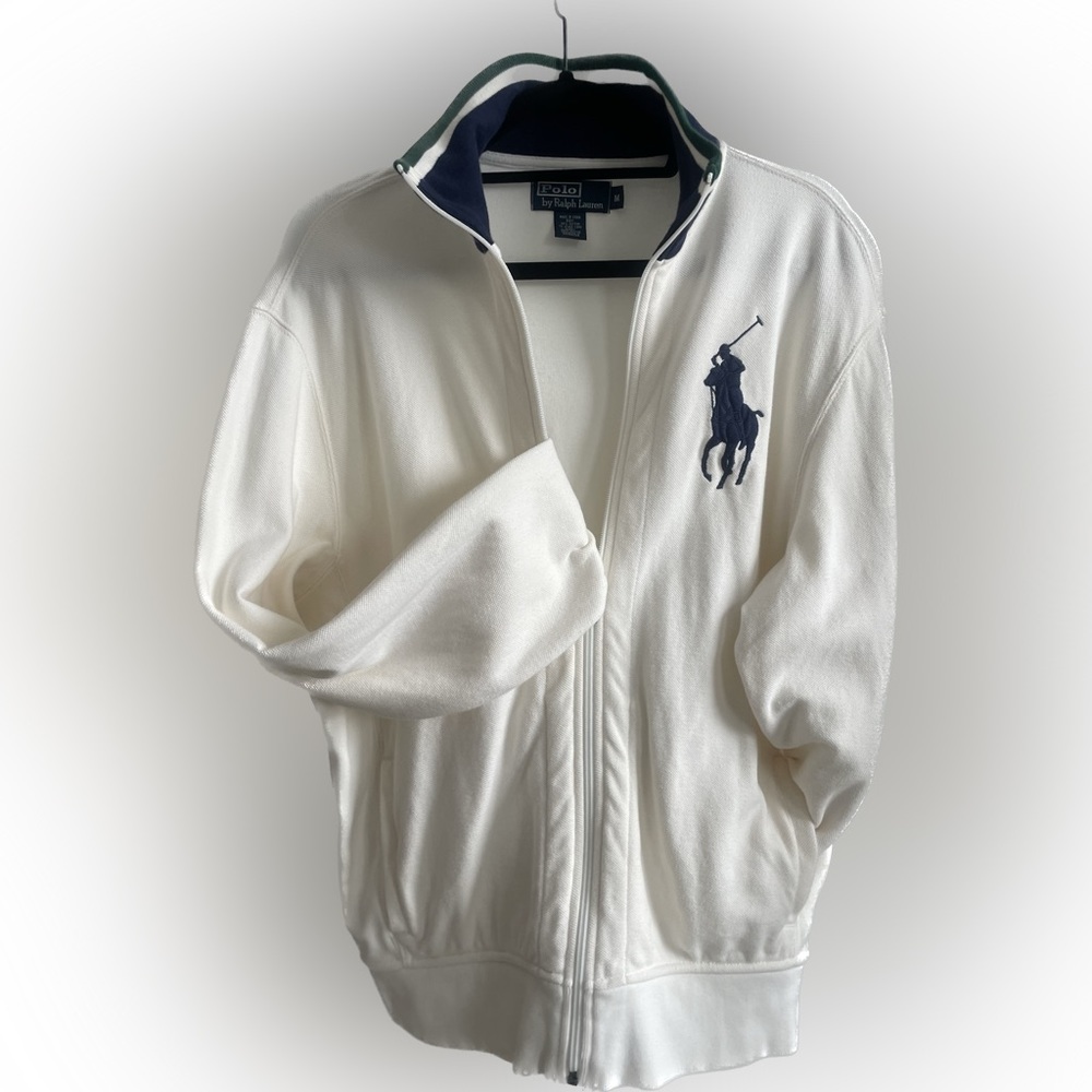 Polo by Ralph Lauren Classic Zip Jacket. M cream and Navy